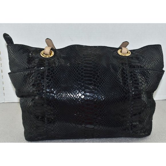 Michael Kors Womens Phyton Black Glossy Leather Patent Snakeskin Shoulder Bag - Picture 5 of 16